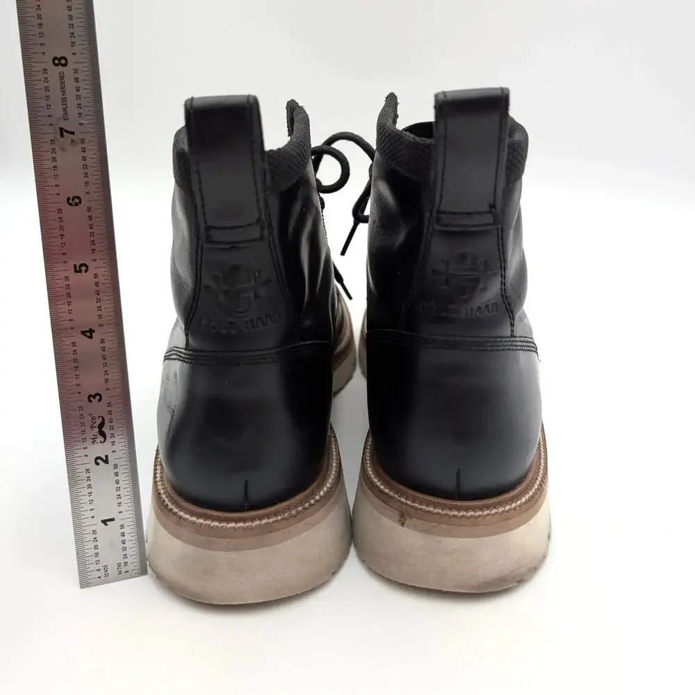 Cole Haan American Classic Waterproof Plain Toe Boot Mens Black Sz US7.5M EU40.5
